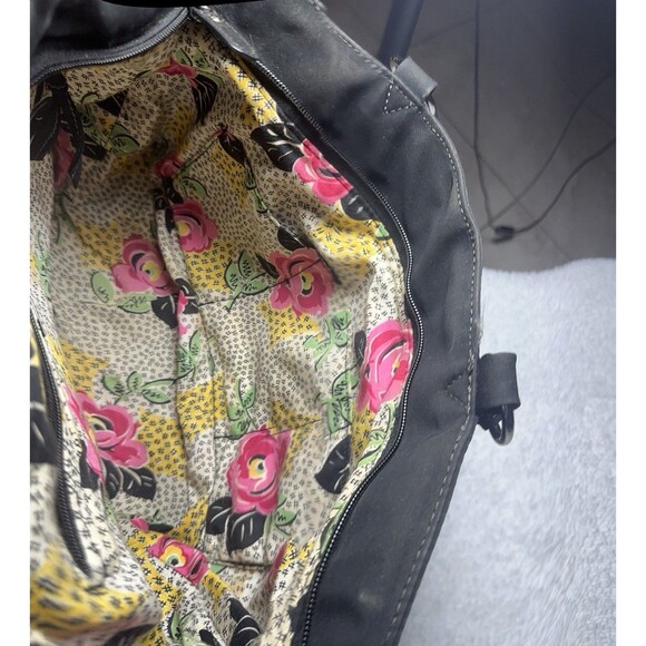 Vera Bradley Black Textile Quilted Embossing Large Satchel Bag - Picture 6 of 8